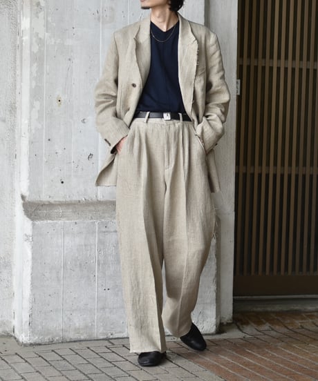 TUITACI HEAVY LINEN 2TUCK TROUSER