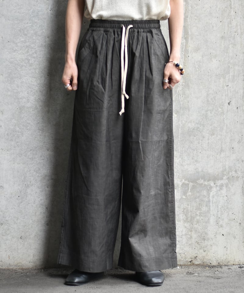LAST1】O project EASY WIDE PANTS/SUMI DYED SLUB