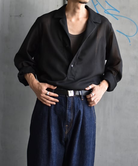 saby PULL OVER LAPEL SHIRTS - Bishu Japan Polyester Wool Viyella FAB-