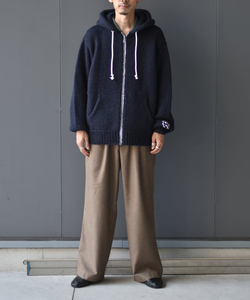 【半額】RICE NINE TEN ハンドニット ジップフーディ ネイビー 半額】RICE NINE TEN ハンドニット ジップフーディ ネイビー