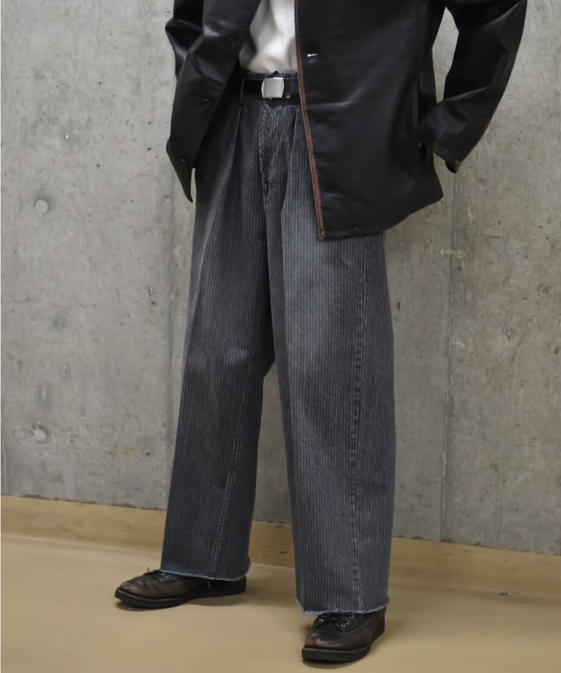 saby STRIPE DENIM TUCK BAGGY-vintage wash- | 45do saby STRIPE DENIM TUCK BAGGY-vintage wash- | 45do