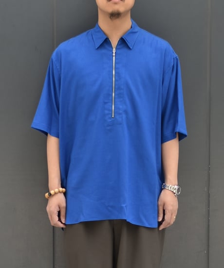 【LAST1】ULTERIOR  RAYON LINEN TWILL HALF-ZIP SHIRT