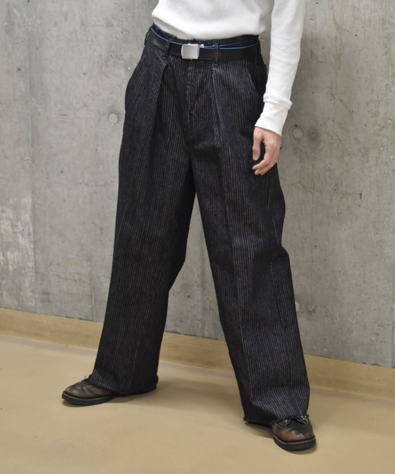 saby STRIPE DENIM TUCK BAGGY-one wash- | 45do｜U