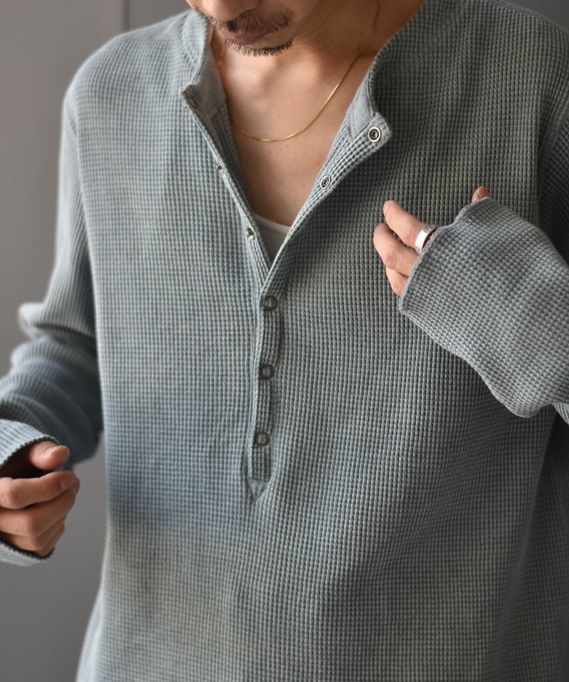 saby WAFFLE HENRY NECK SHIRTS - Pigment Stone
