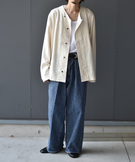 【LAST1】saby TUCK-BAGGY TYPE 2 - Stripe Denim Splash Vintage Wash -