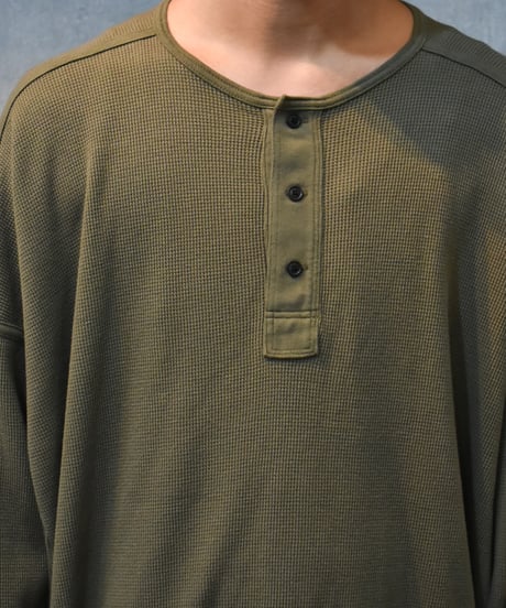 【LAST1】O project LONG SLEEVE HENLEY / WAFFLE