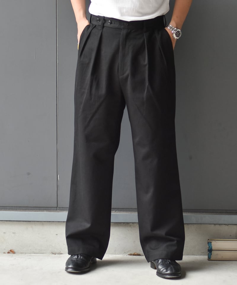 ULTERIOR WASHED VINTAGE TWILL TUCKED PANTS | 4