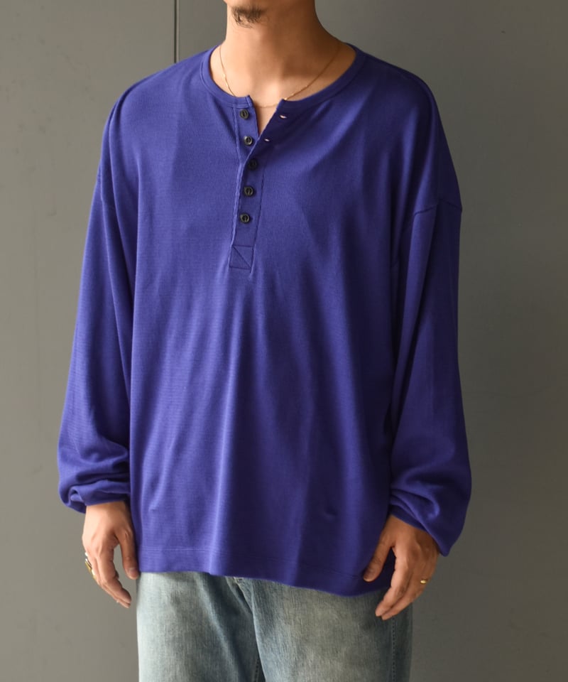ULTERIOR C/CASH HONEYCOMB HENLEY-NECK TOP | 45