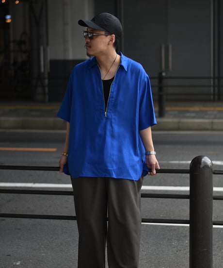 【LAST1】ULTERIOR  RAYON LINEN TWILL HALF-ZIP SHIRT