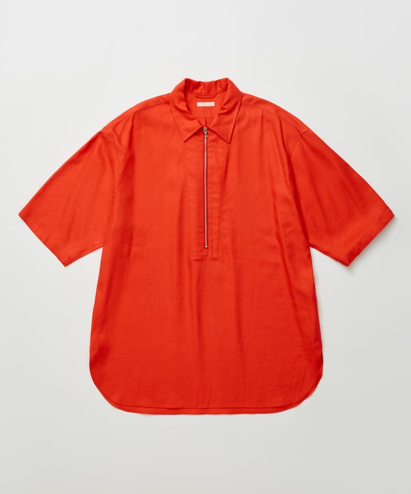 LAST1】ULTERIOR RAYON LINEN TWILL HALF-ZIP SHI