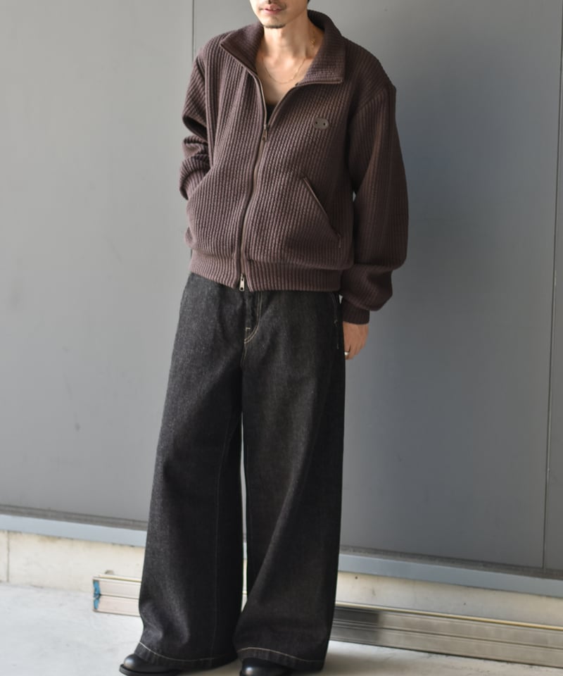 masapokisetuフィールド LAST1】MATSUFUJI Stripe Jacquard Stand Collar J