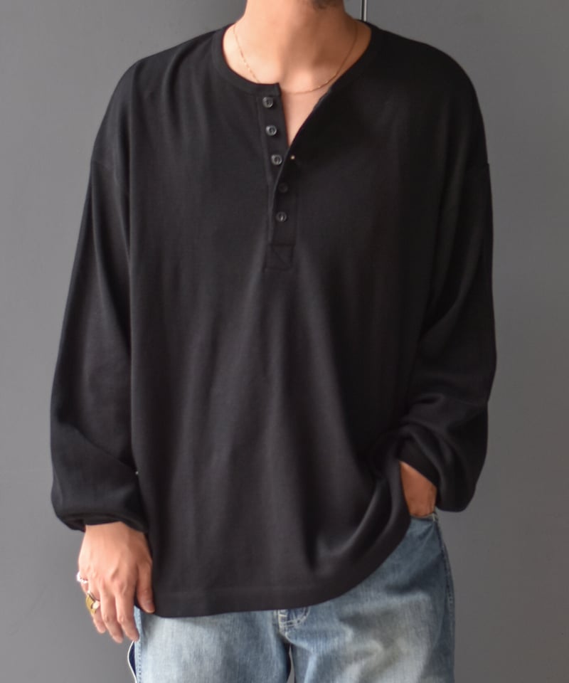 ULTERIOR C/CASH HONEYCOMB HENLEY-NECK TOP | 45