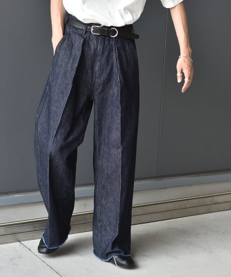 saby TUCK-BAGGY TYPE 2 - Stripe Denim One Wash -
