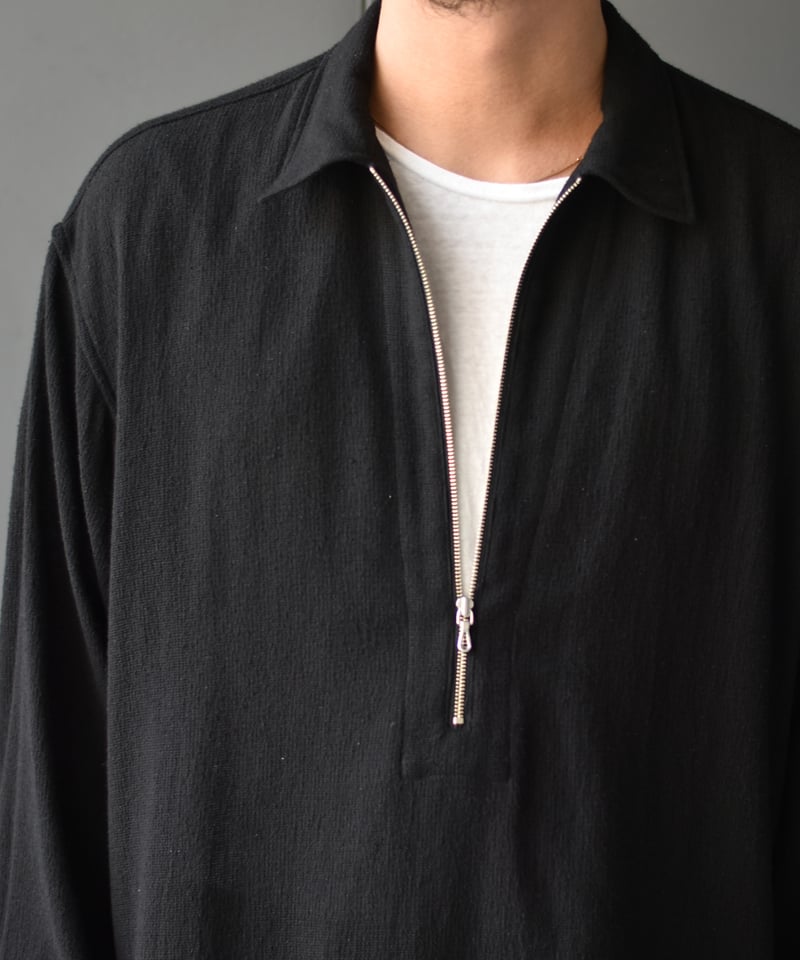 ULTERIOR WOOL SILK MESH HALF-ZIP SHIRT | 45do｜r