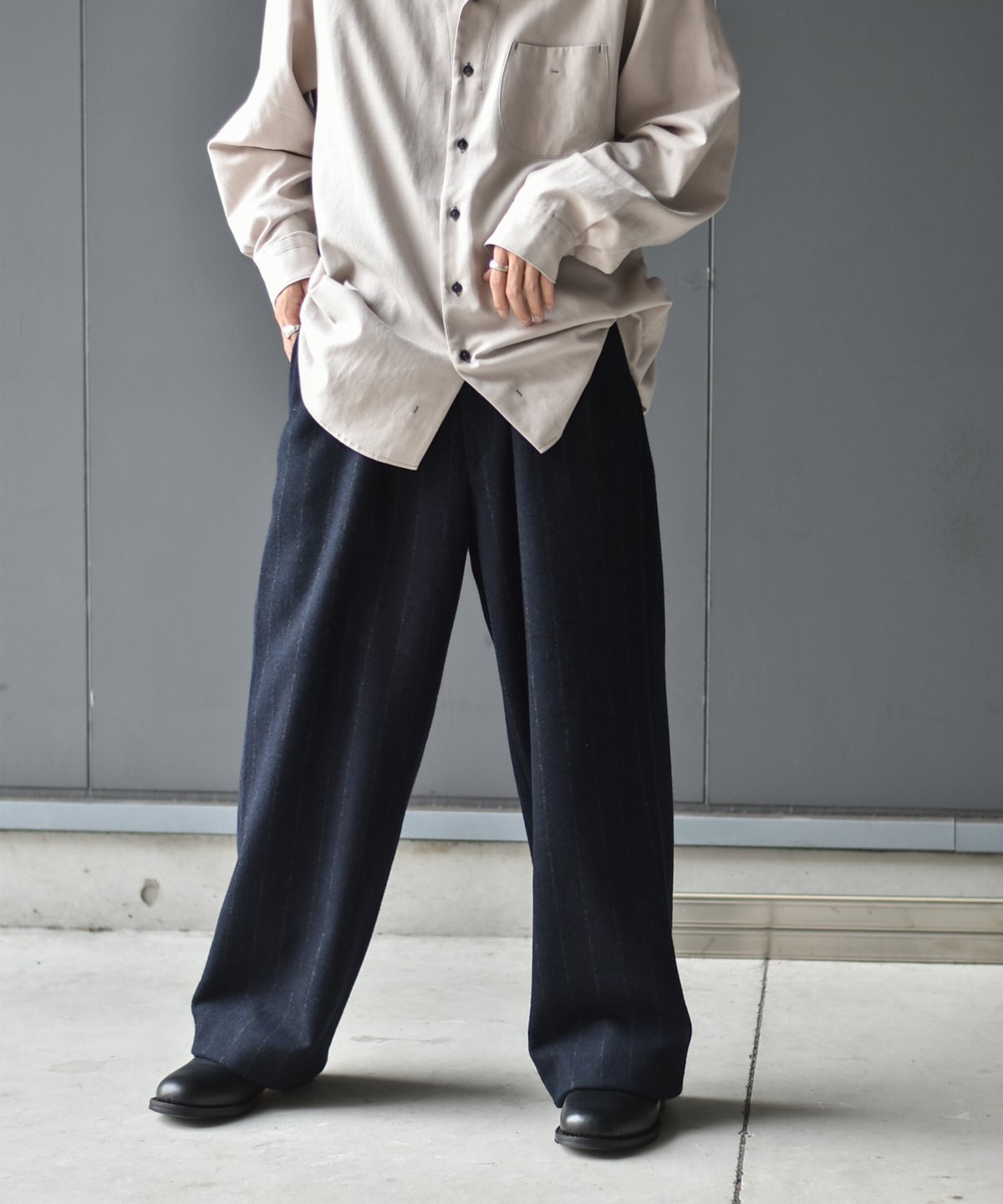 パンツ 25ss m's blaque TUCKED BAGGY PANTS 38 m's braque TUCKED BAGGY PANTS | MusterWerk Sud.