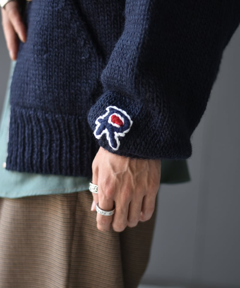 LAST1】RICE NINE TEN HAND KINITTED ZIP HOODIE