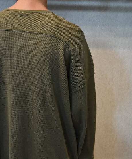 【LAST1】O project LONG SLEEVE HENLEY / WAFFLE