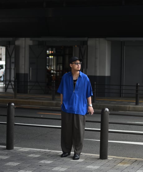 【LAST1】ULTERIOR  RAYON LINEN TWILL HALF-ZIP SHIRT