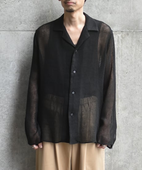 【LAST1】saby LAPEL SHIRTS - Bishu Japan Rayon Linen leno weave FAB -