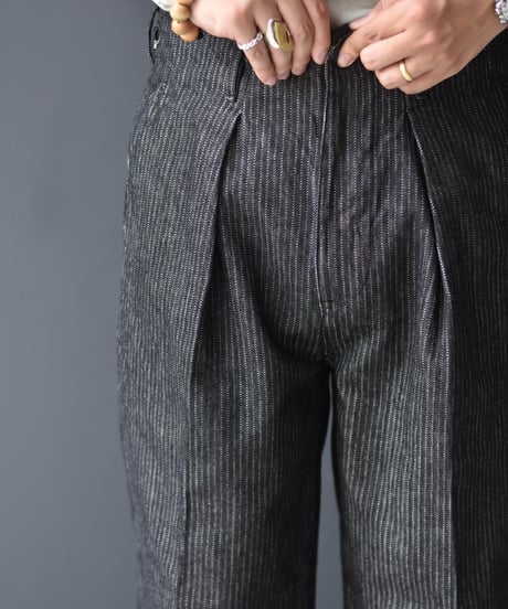 saby TUCK-BAGGY TYPE 2 - Stripe Denim One Wash -