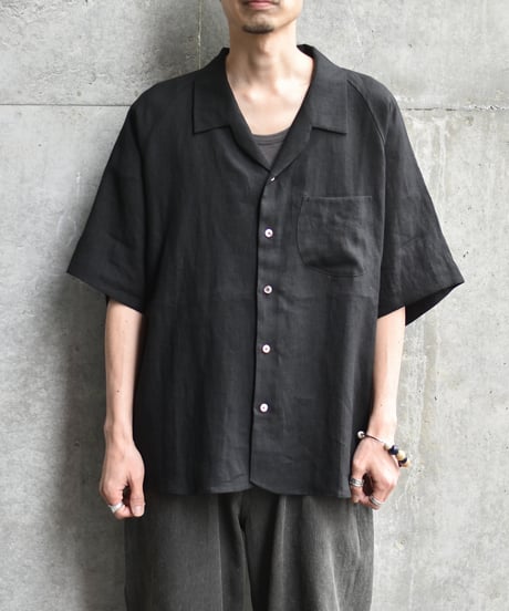 Gorsch the merry coachman European Linen Open Collar Raglan Short Sleeve Shirt
