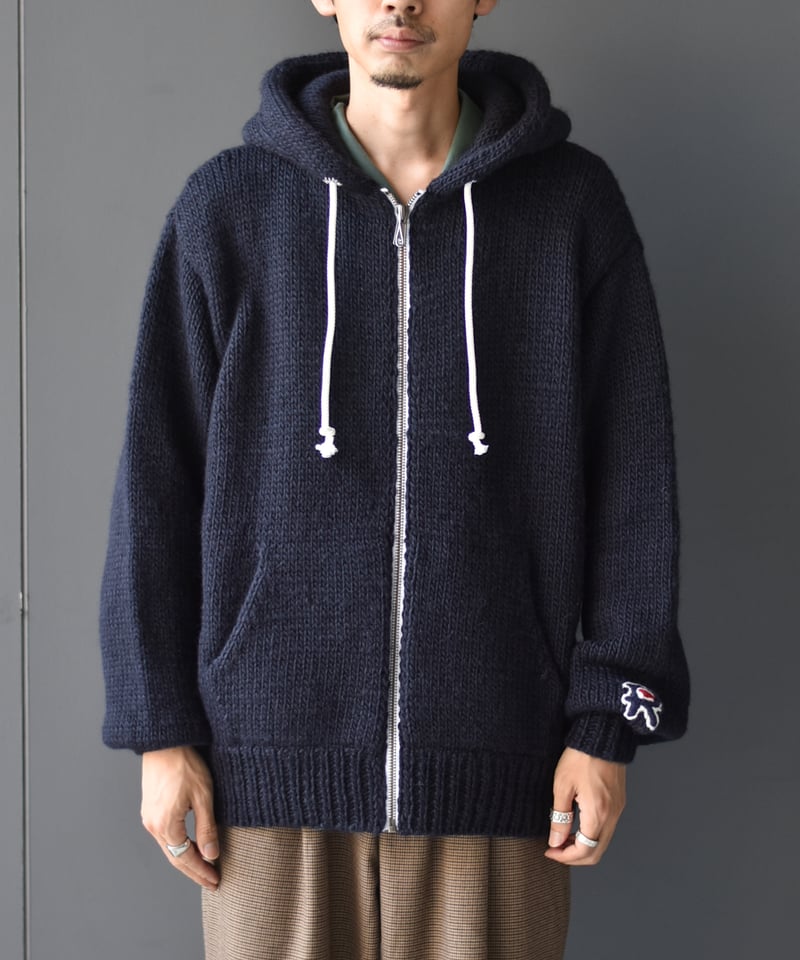 LAST1】RICE NINE TEN HAND KINITTED ZIP HOODIE