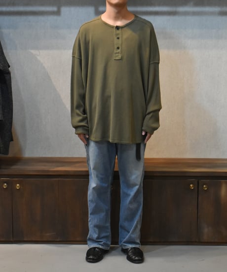 【LAST1】O project LONG SLEEVE HENLEY / WAFFLE