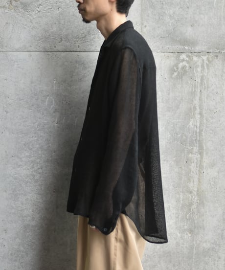【LAST1】saby LAPEL SHIRTS - Bishu Japan Rayon Linen leno weave FAB -