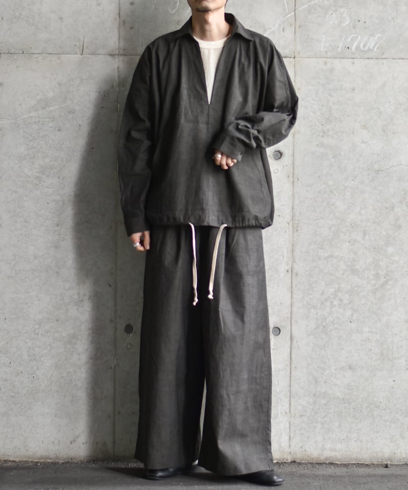 LAST1】O project EASY WIDE PANTS/SUMI DYED SLUB