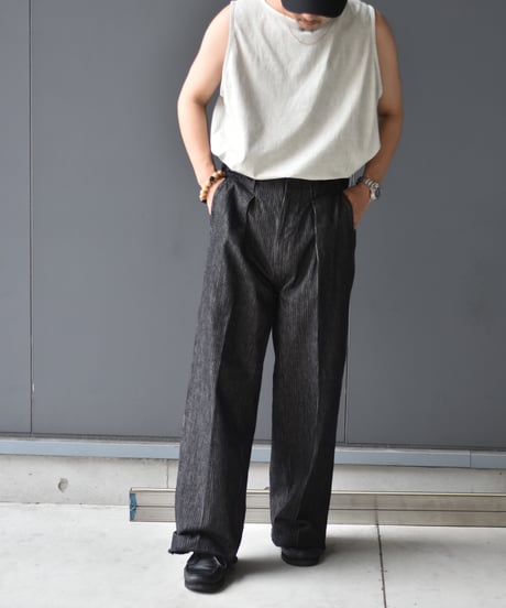 saby TUCK-BAGGY TYPE 2 - Stripe Denim One Wash -