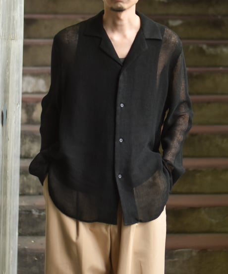 【LAST1】saby LAPEL SHIRTS - Bishu Japan Rayon Linen leno weave FAB -