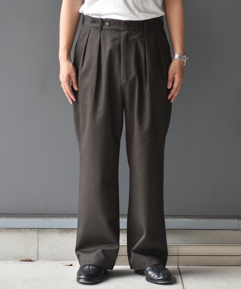 ULTERIOR WASHED VINTAGE TWILL TUCKED PANTS | 4