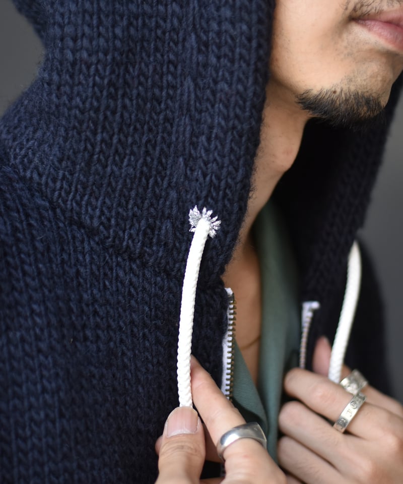 LAST1】RICE NINE TEN HAND KINITTED ZIP HOODIE