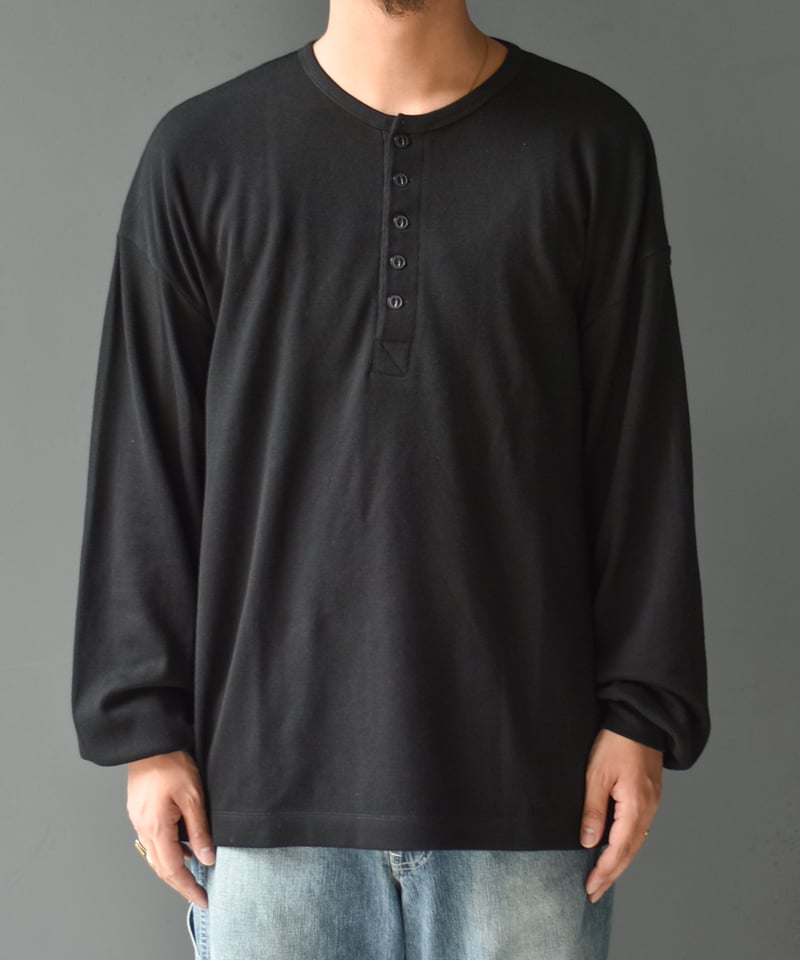 トップス ULTERIOR C/CASH HONEYCOMB HENLEY-NECK ULTERIOR / C/CASH HONEYCOMB HENLEY-NECK TOP -BLACK-aIbn公式通販