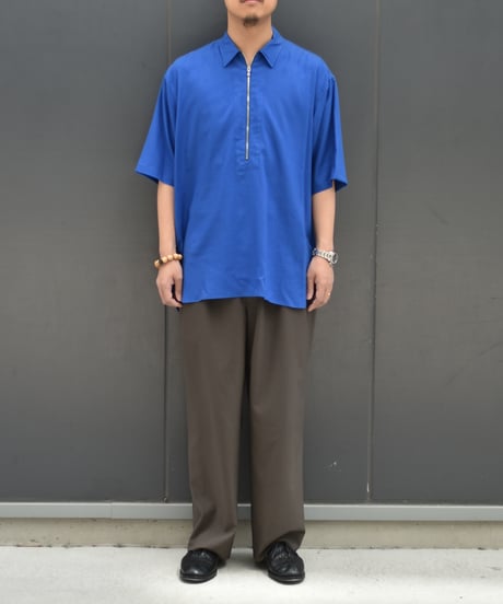 ULTERIOR  RAYON LINEN TWILL HALF-ZIP SHIRT