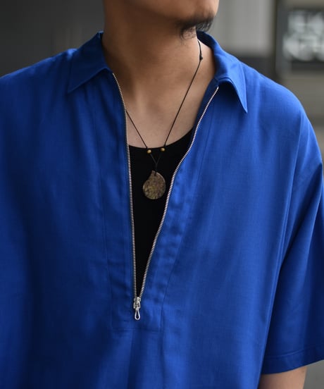 【LAST1】ULTERIOR  RAYON LINEN TWILL HALF-ZIP SHIRT