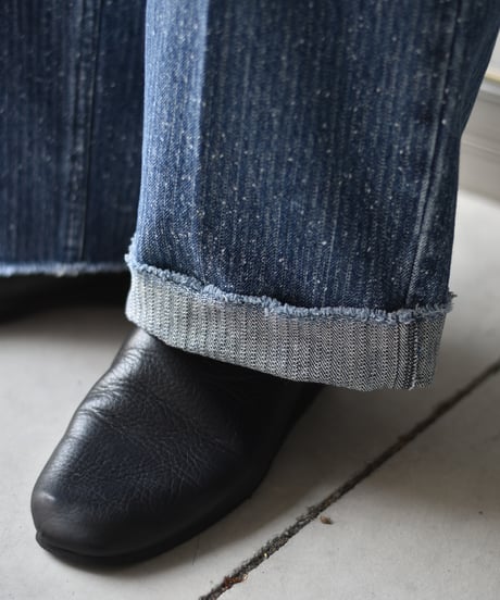 【LAST1】saby TUCK-BAGGY TYPE 2 - Stripe Denim Splash Vintage Wash -