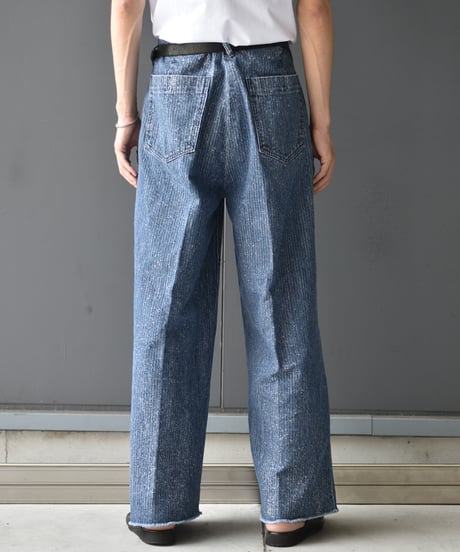 【LAST1】saby TUCK-BAGGY TYPE 2 - Stripe Denim Splash Vintage Wash -