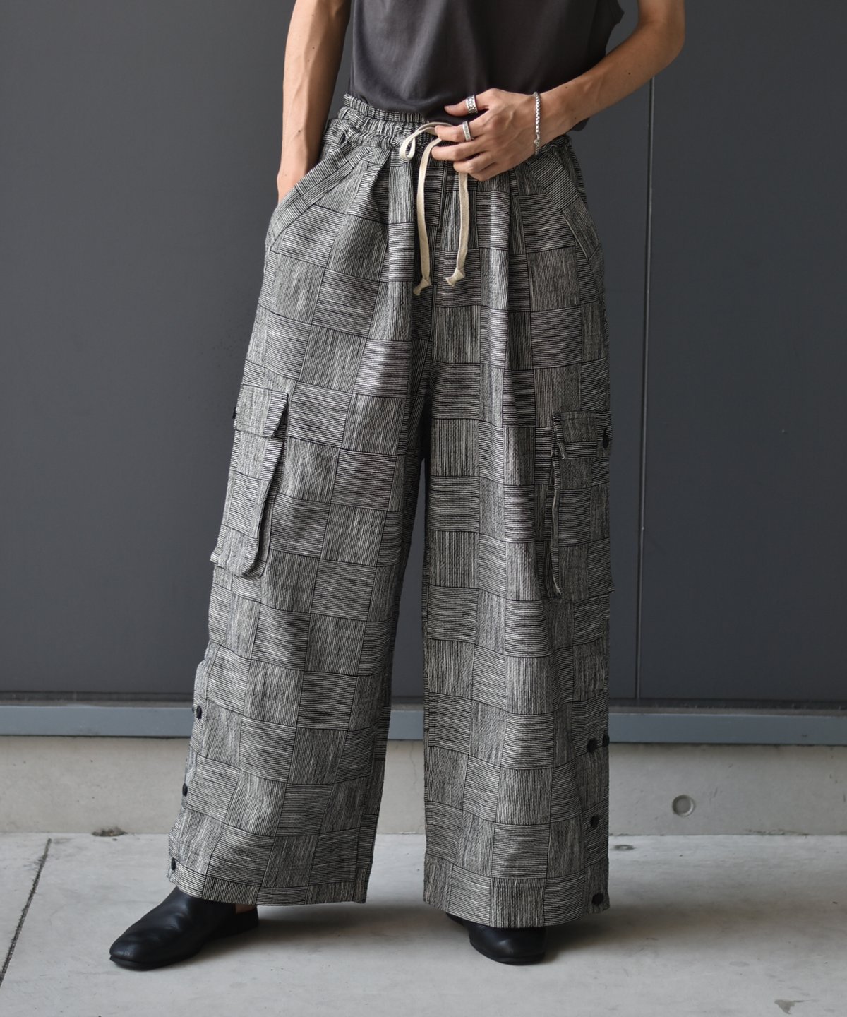 LAST1】O project EASY CARGO PANTS / BLOCK STRIP