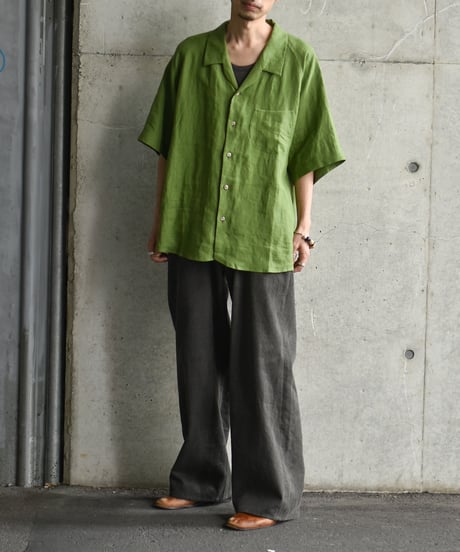 Gorsch the merry coachman European Linen Open Collar Raglan Short Sleeve Shirt