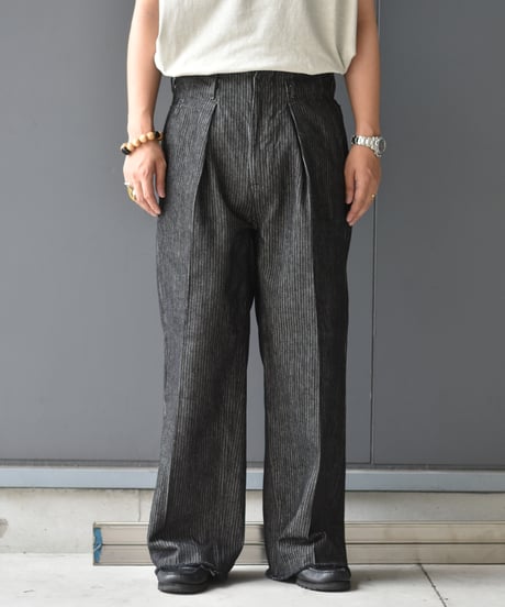 saby TUCK-BAGGY TYPE 2 - Stripe Denim One Wash -