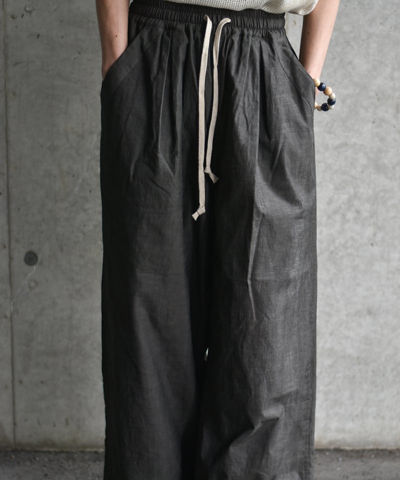 O project EASY WIDE PANTS/SUMI DYED SLUB CLOTH