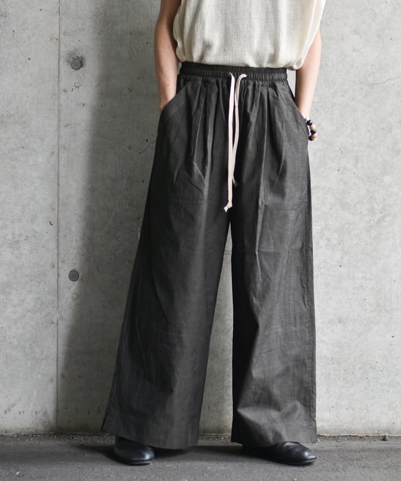 O project EASY WIDE PANTS/SUMI DYED SLUB CLOTH