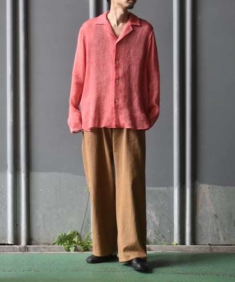 【LAST1】saby LAPEL SHIRTS - Bishu Japan Rayon Linen leno weave FAB -