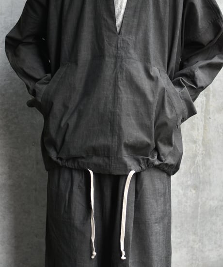 O project SKIPPER SHIRT/SUMI DYED SLUB CLOTH