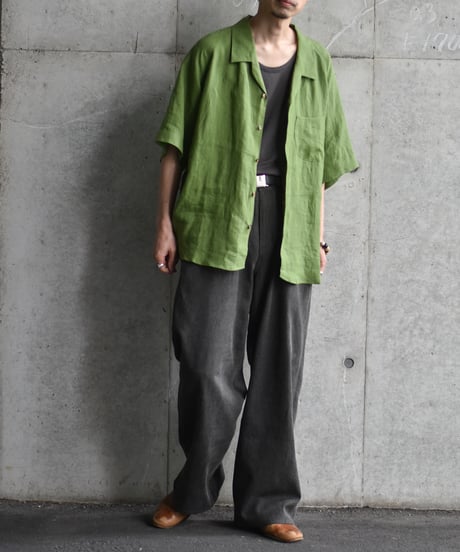 Gorsch the merry coachman European Linen Open Collar Raglan Short Sleeve Shirt