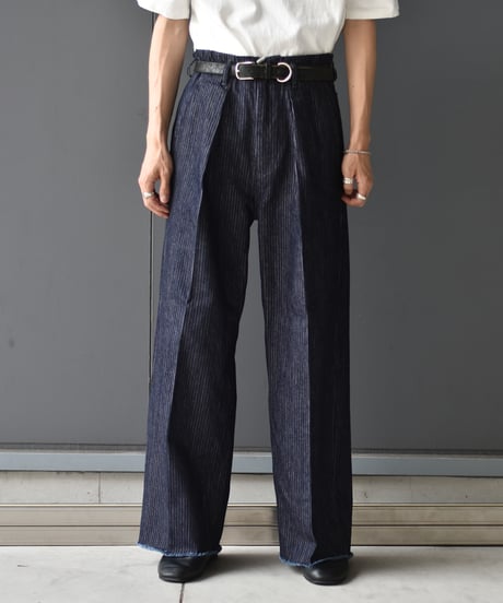 saby TUCK-BAGGY TYPE 2 - Stripe Denim One Wash -