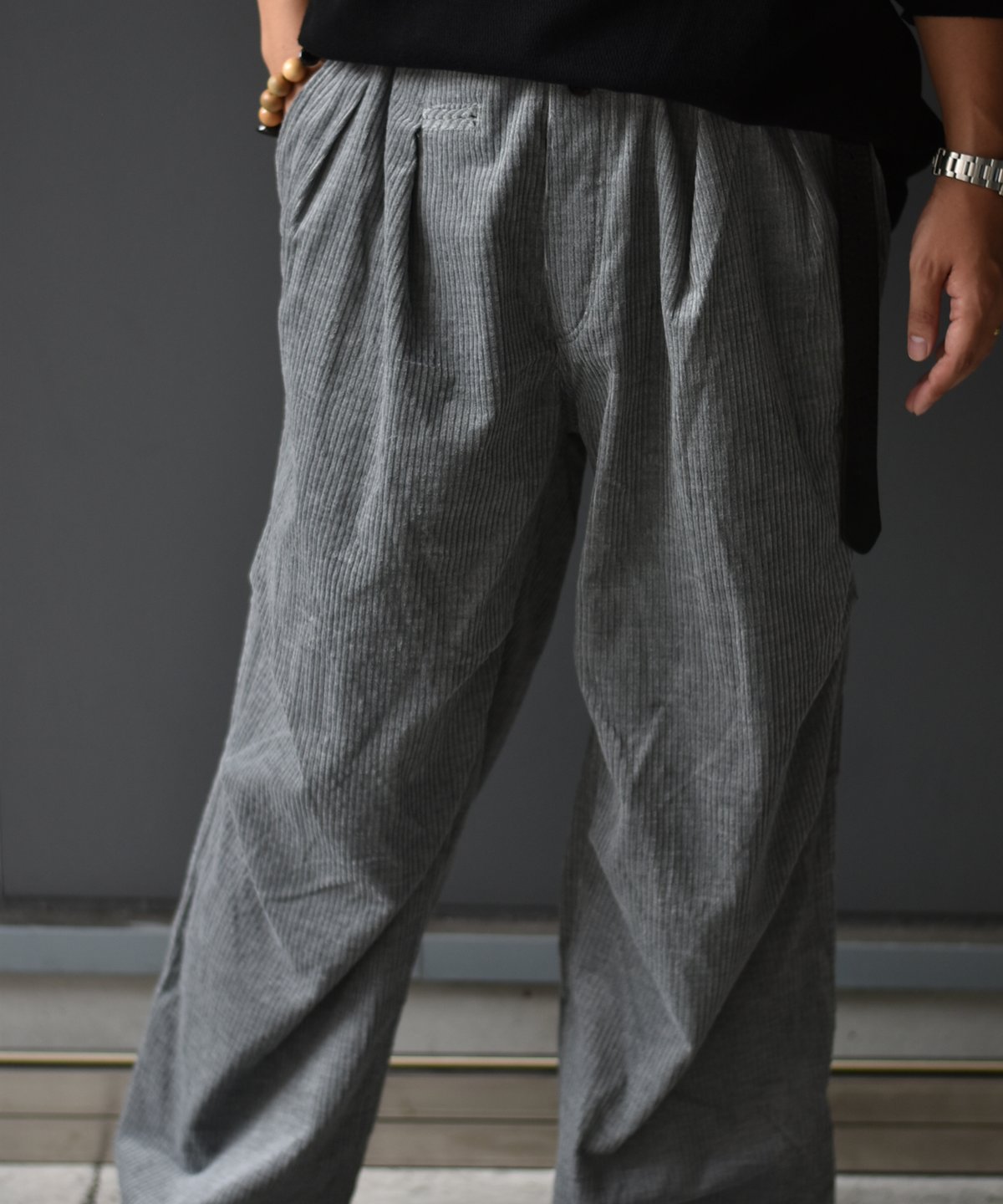 Willow Pants / ストレートパンツ/1/コットン/GRY Willow Pants P-023 GRY-CORD | 45do｜ULTERIOR・ref