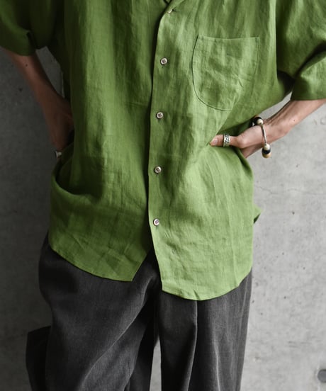Gorsch the merry coachman European Linen Open Collar Raglan Short Sleeve Shirt