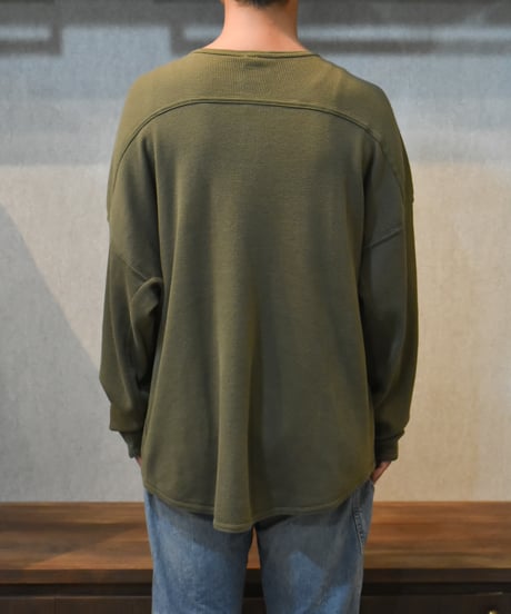 【LAST1】O project LONG SLEEVE HENLEY / WAFFLE